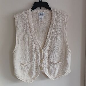 Leslie Fay Women's V-Neck Cream Sweater Vest
